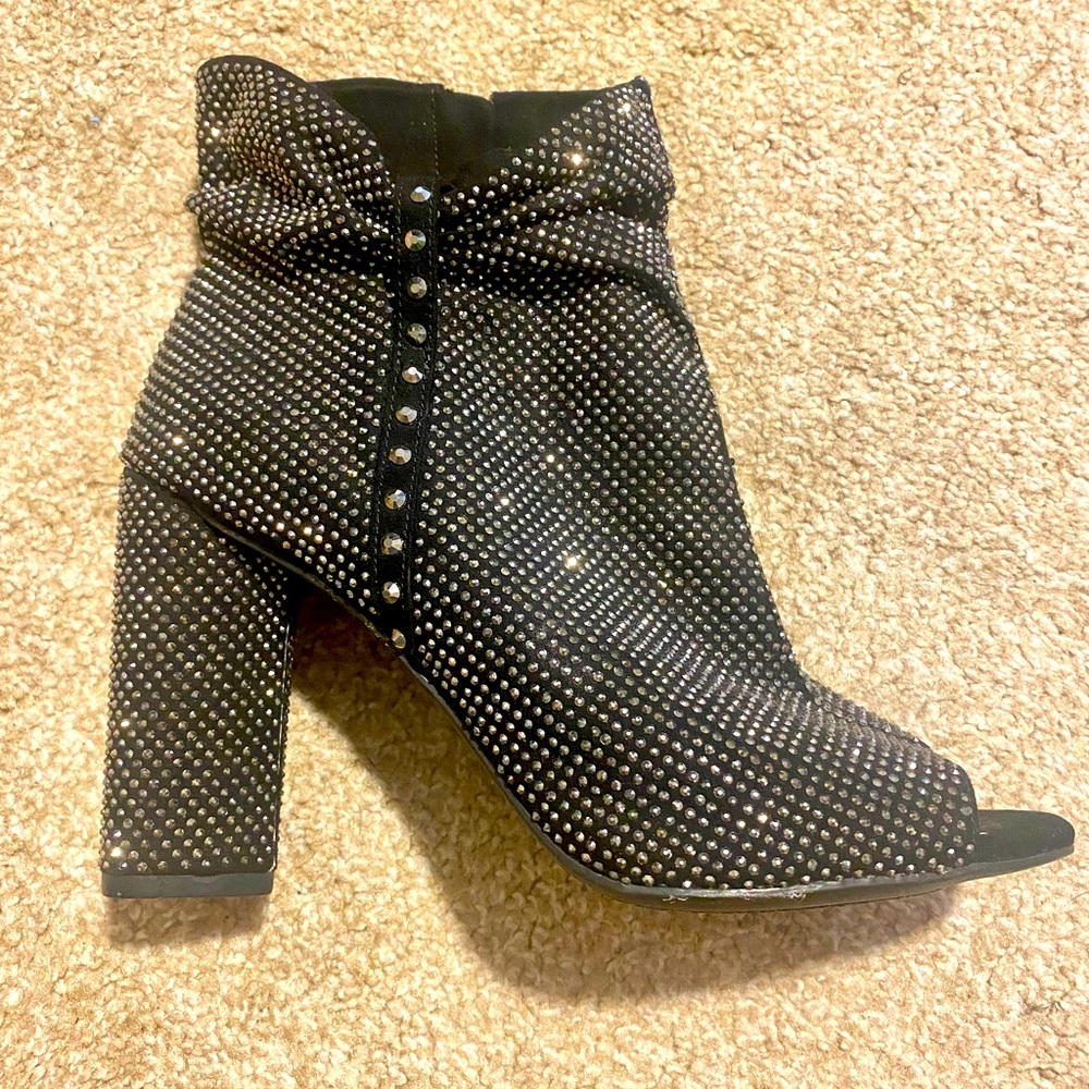 Gianni Bini Peep Toe Rhinestone Booties Size 8